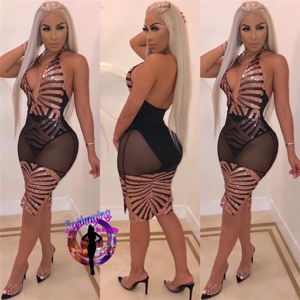 Black & Gold Bodycon Dress